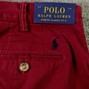 Polo Ralph Lauren Shorts Mens 40x9 Stretch Classic Fit Burgundy Preppy Pony Logo